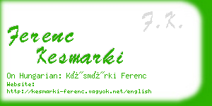 ferenc kesmarki business card